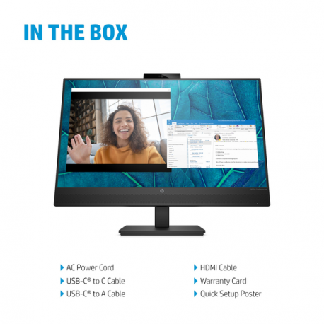 HP M27m Conferencing Monitor - LED monitor - 27" - 1920 x 1080 Full HD (1080p) @ 75 Hz - IPS - 300 cd / m² - 1000:1 - 5 ms - HDMI, DisplayPort, USB-C - speakers - black stand, black head - 1