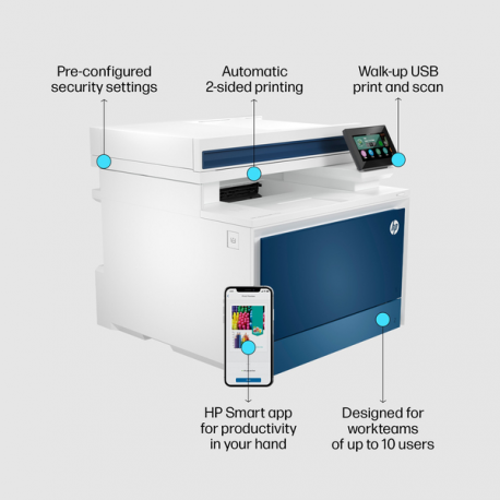 HP Color LaserJet Pro MFP 4302dw - Multifunction printer - colour - laser - Legal (216 x 356 mm) (original) - A4 / Legal (media) - up to 33 ppm (copying) - up to 33 ppm (printing) - 300 sheets - USB, USB 2.0, Gigabit LAN, USB 2.0 host, Wi-Fi(ac), Bluetooth - 1
