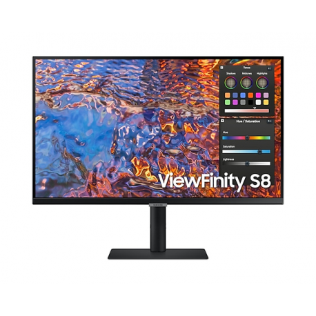 Samsung ViewFinity S8 S27B800PXP - S80PB Series - LED monitor - 27" - 3840 x 2160 4K @ 60 Hz - IPS - 350 cd / m² - 1000:1 - DisplayHDR 400 - 5 ms - HDMI, DisplayPort, USB-C - black - 0