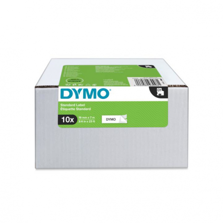 DYMO D1 Standard - Polyester - self-adhesive - black on white - 7 x 19 mm 1 roll(s) label cartridge (pack of 10) - for LabelMANAGER 350, 360, 400, 420, 450, 500, Wireless PnP; LabelPOINT 350; MobileLabeler - 9