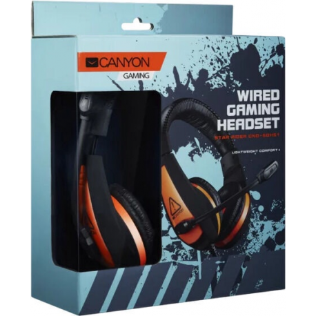 Canyon Gaming StarRaider GH-1A - Headset - full size - wired - 3.5 mm jack - black/orange - 2
