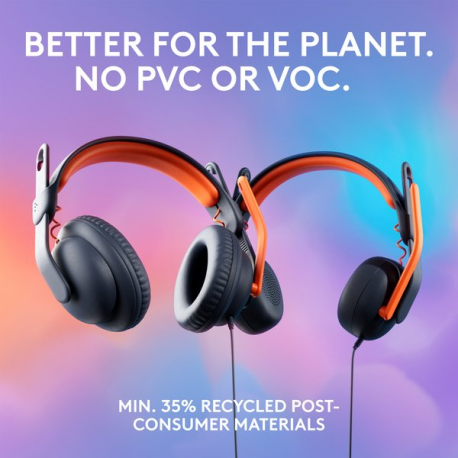 Logitech Zone Learn Wired Over-Ear Headset for Learners, USB-C - Headphones with mic - full size - replacement - wired - USB-C - 2