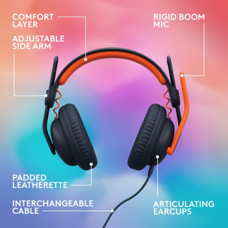 Logitech Zone Learn Wired Over-Ear Headset for Learners, USB-C - Headphones with mic - full size - replacement - wired - USB-C - 3