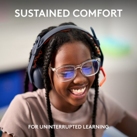 Logitech Zone Learn Wired Over-Ear Headset for Learners, USB-C - Headphones with mic - full size - replacement - wired - USB-C - 10