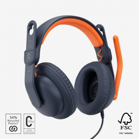 Logitech Zone Learn Over-Ear Wired Headset for Learners, 3.5mm AUX - Headphones with mic - over ear - wired - 3.5 mm jack - 1