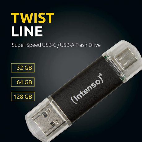 Intenso Twist Line - USB flash drive - 128 GB - USB 3.2 Gen 1  /  USB-C - anthracite - 2