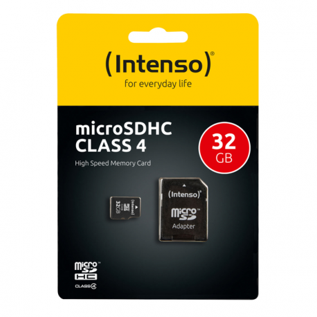 Intenso - Flash memory card (microSDHC to SD adapter included) - 32 GB - Class 4 - microSDHC - 3