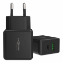 ANSMANN HC218PD - Power adapter - 18 Watt - 3000 mA - PD, QC 3.0 - 2 output connectors (USB, USB-C) - black
