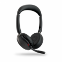 Jabra Evolve2 65 Flex UC Stereo - Headset - on-ear - Bluetooth - wireless - active noise cancelling - USB-C - black - with wireless charging pad - Optimised for UC