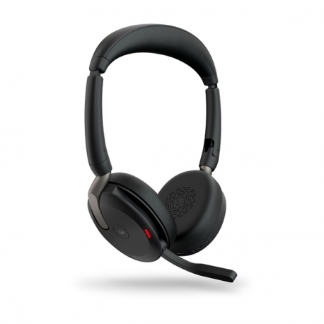 Jabra Evolve2 65 Flex MS Stereo - Headset - on-ear - Bluetooth - wireless - active noise cancelling - USB-C - black - Certified for Microsoft Teams - 0