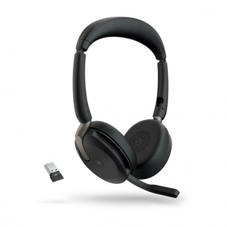 Jabra Evolve2 65 Flex MS Stereo - Headset - on-ear - Bluetooth - wireless - active noise cancelling - USB-A - black - Certified for Microsoft Teams - 2