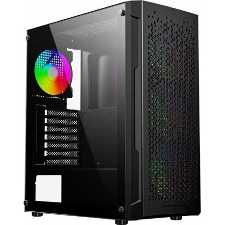 Gembird Fornax 400X - Tower - ATX - windowed side panel (tempered glass) - no power supply (ATX) - black - USB / Audio - 0