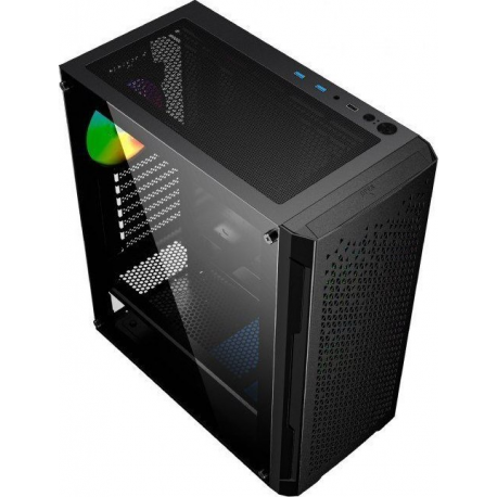 Gembird Fornax 400X - Tower - ATX - windowed side panel (tempered glass) - no power supply (ATX) - black - USB / Audio - 1