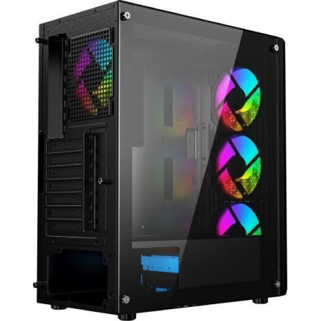 Gembird Fornax 400X - Tower - ATX - windowed side panel (tempered glass) - no power supply (ATX) - black - USB / Audio - 5