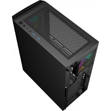 Gembird Fornax 400X - Tower - ATX - windowed side panel (tempered glass) - no power supply (ATX) - black - USB / Audio - 6