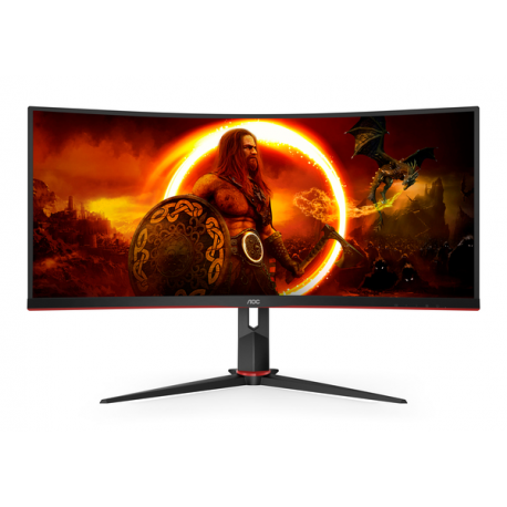 AOC Gaming CU34G2XP / BK - LED monitor - gaming - curved - 34" - 3440 x 1440 WQHD @ 180 Hz - VA - 4000:1 - DisplayHDR 400 - 1 ms - 2xHDMI, 2xDisplayPort - black - 0