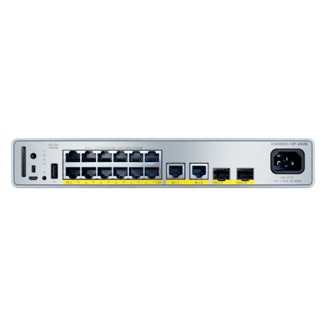 Cisco Catalyst 9200CX - Network Essentials - switch - compact - L3 - Managed - 12 x 10 / 100 / 1000 (PoE+) + 2 x 1000Base-T + 2 x 10 Gigabit SFP+ (uplink) - rack-mountable - PoE+ (240 W) - 0