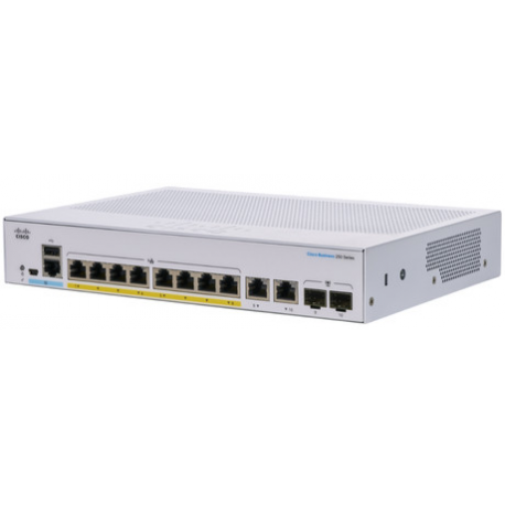 Cisco Business 220 Series CBS220-8P-E-2G - Switch - smart - 8 x 10 / 100 / 1000 (PoE+) + 2 x Gigabit SFP (uplink) - rack-mountable - PoE+ (67 W) - 1