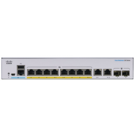 Cisco Business 220 Series CBS220-8P-E-2G - Switch - smart - 8 x 10 / 100 / 1000 (PoE+) + 2 x Gigabit SFP (uplink) - rack-mountable - PoE+ (67 W) - 2