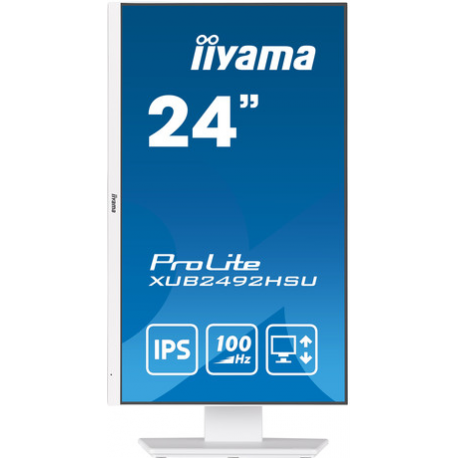iiyama ProLite XUB2492HSU-W6 - LED monitor - 24" (23.8" viewable) - 1920 x 1080 Full HD (1080p) @ 100 Hz - IPS - 250 cd / m² - 1300:1 - 0.4 ms - HDMI, DisplayPort - speakers - matt white - 3