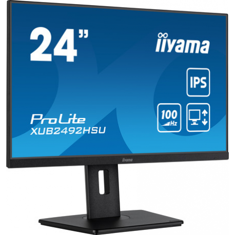 iiyama ProLite XUB2492HSU-B6 - LED monitor - 24" (23.8" viewable) - 1920 x 1080 Full HD (1080p) @ 100 Hz - IPS - 250 cd / m² - 1300:1 - 0.4 ms - HDMI, DisplayPort - speakers - matte black - 1