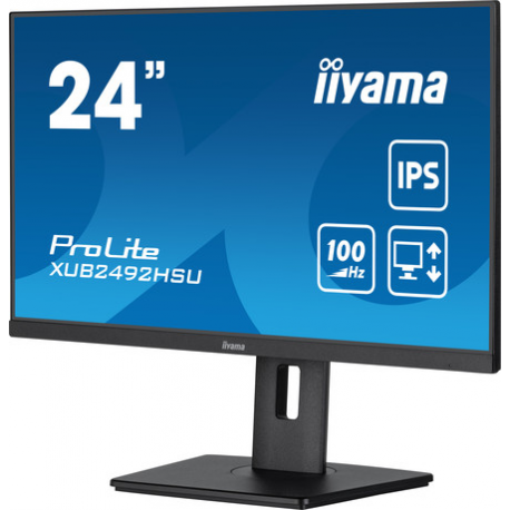 iiyama ProLite XUB2492HSU-B6 - LED monitor - 24" (23.8" viewable) - 1920 x 1080 Full HD (1080p) @ 100 Hz - IPS - 250 cd / m² - 1300:1 - 0.4 ms - HDMI, DisplayPort - speakers - matte black - 2