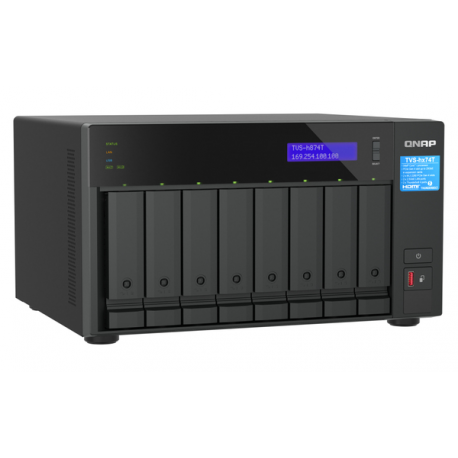 QNAP TVS-h874T - NAS server - 8 bays - SATA 6Gb / s - RAID RAID 0, 1, 5, 6, 10, 50, JBOD, 60 - RAM 32 GB - 2.5 Gigabit Ethernet - iSCSI support - 2