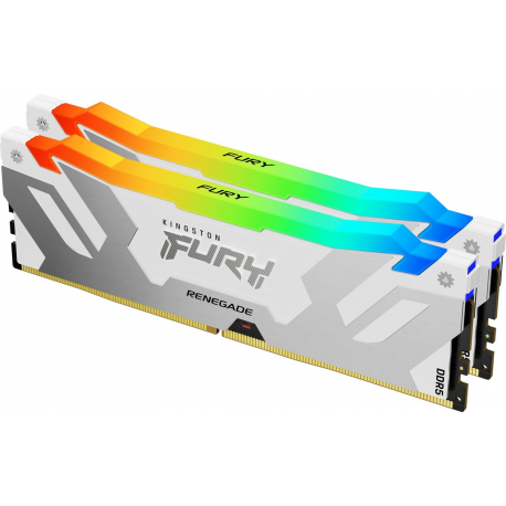 Kingston FURY Renegade RGB - DDR5 - module - 32 GB: 1 x 32 GB - DIMM 288-pin - 6400 MHz / PC5-51200 - CL32 - 1.1 V - unbuffered - on-die ECC - white, silver - 0
