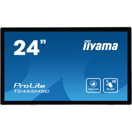 iiyama ProLite T2455MSC-B1 - LED monitor - 24" (23.8" viewable) - touchscreen - 1920 x 1080 Full HD (1080p) - IPS - 400 cd / m² - 1000:1 - 5 ms - HDMI, DisplayPort, USB - speakers - matte black - 0