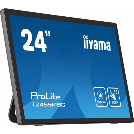 iiyama ProLite T2455MSC-B1 - LED monitor - 24" (23.8" viewable) - touchscreen - 1920 x 1080 Full HD (1080p) - IPS - 400 cd / m² - 1000:1 - 5 ms - HDMI, DisplayPort, USB - speakers - matte black - 2