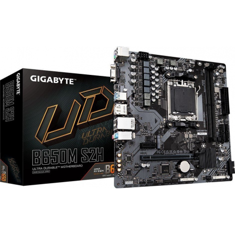 Gigabyte B650M S2H - 1.0 - motherboard - micro ATX - Socket AM5 - AMD B650 Chipset - USB 3.2 Gen 1 - Gigabit LAN - onboard graphics (CPU required) - HD Audio (8-channel) - 0