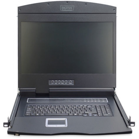 DIGITUS Modular console with 19inch TFT 48.3cm without keyboard without KVM module RAL 9005 - black - 2