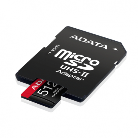 ADATA High Endurance - Flash memory card (microSDXC to SD adapter included) - 512 GB - A2 / Video Class V30 / UHS-I U3 / Class10 - microSDXC UHS-I - 4