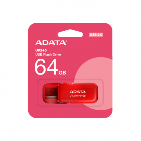 ADATA UV240 - USB flash drive - 64 GB - USB 2.0 - red - 1