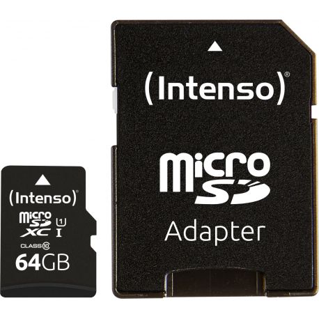 Intenso Performance - Flash memory card (microSDXC to SD adapter included) - 64 GB - UHS-I U1  /  Class10 - microSDXC UHS-I - 0