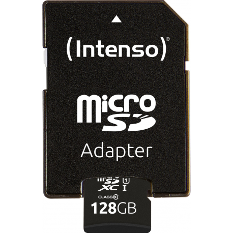Intenso - Flash memory card (SD adapter included) - 128 GB - UHS-I U1  /  Class10 - microSDXC UHS-I - 2