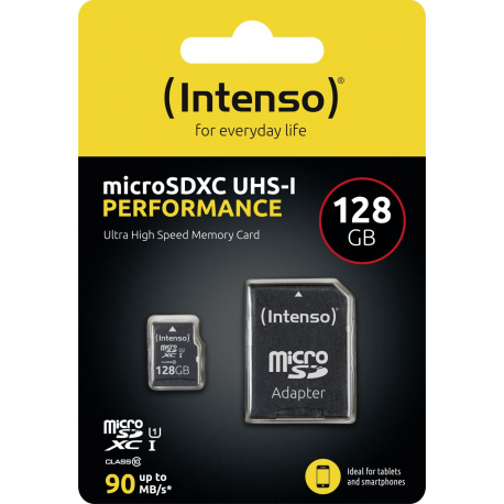 Intenso - Flash memory card (SD adapter included) - 128 GB - UHS-I U1  /  Class10 - microSDXC UHS-I - 3