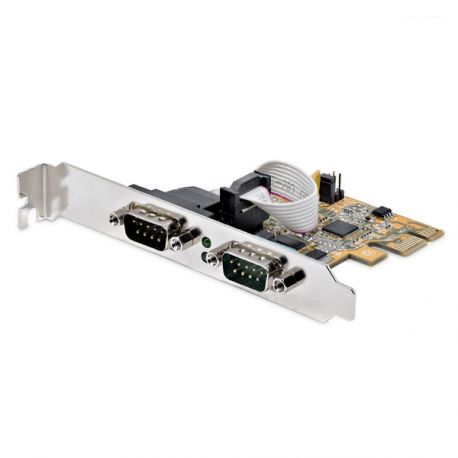 StarTech.com 2-Port PCI Express Serial Card, Dual Port PCIe to RS232 (DB9) Serial Interface Card, 16C1050 UART, Standard or Low Profile Brackets, COM Retention, For Windows & Linux - PCIe to Dual DB9 Card (21050-PC-SERIAL-LP) - Serial adapter - PCIe 2.0 low profile - RS-232 x 2 - yellow - 0