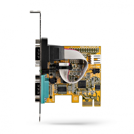 StarTech.com 2-Port PCI Express Serial Card, Dual Port PCIe to RS232 (DB9) Serial Interface Card, 16C1050 UART, Standard or Low Profile Brackets, COM Retention, For Windows & Linux - PCIe to Dual DB9 Card (21050-PC-SERIAL-LP) - Serial adapter - PCIe 2.0 low profile - RS-232 x 2 - yellow - 4