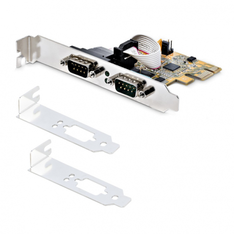 StarTech.com 2-Port PCI Express Serial Card, Dual Port PCIe to RS232 (DB9) Serial Interface Card, 16C1050 UART, Standard or Low Profile Brackets, COM Retention, For Windows & Linux - PCIe to Dual DB9 Card (21050-PC-SERIAL-LP) - Serial adapter - PCIe 2.0 low profile - RS-232 x 2 - yellow - 6