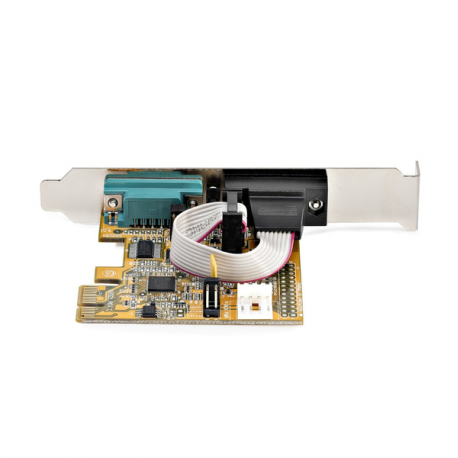 StarTech.com 2-Port PCI Express Serial Card, Dual Port PCIe to RS232 (DB9) Serial Interface Card, 16C1050 UART, Standard or Low Profile Brackets, COM Retention, For Windows & Linux - PCIe to Dual DB9 Card (21050-PC-SERIAL-LP) - Serial adapter - PCIe 2.0 low profile - RS-232 x 2 - yellow - 7