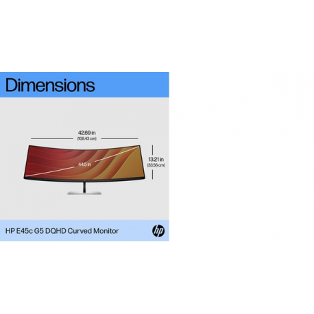 HP E45c G5 - E-Series - LED monitor - curved - 44.5" - 5120 x 1440 Dual Quad HD @ 165 Hz - VA - 400 cd / m² - 3000:1 - 3 ms - HDMI, DisplayPort, USB-C - speakers - black head, black and silver (stand) - 15