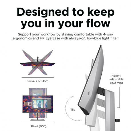 HP Z24q G3 - LED monitor - 23.8" - 2560 x 1440 QHD @ 90 Hz - IPS - 400 cd / m² - 1000:1 - HDR400 - 5 ms - HDMI, DisplayPort - 19