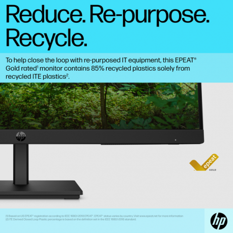 HP P24v G5 - P-Series - LED monitor - 23.8" - 1920 x 1080 Full HD (1080p) @ 75 Hz - VA - 250 cd / m² - 3000:1 - 5 ms - HDMI, VGA - black stand, black head - 8