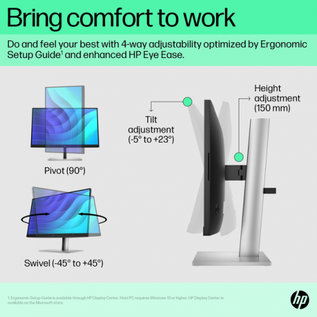 HP E22 G5 - E-Series - LED monitor - 21.5" (21.5" viewable) - 1920 x 1080 Full HD (1080p) @ 75 Hz - IPS - 250 cd / m² - 1000:1 - 5 ms - HDMI, DisplayPort, USB - black, black and silver (stand) - 15