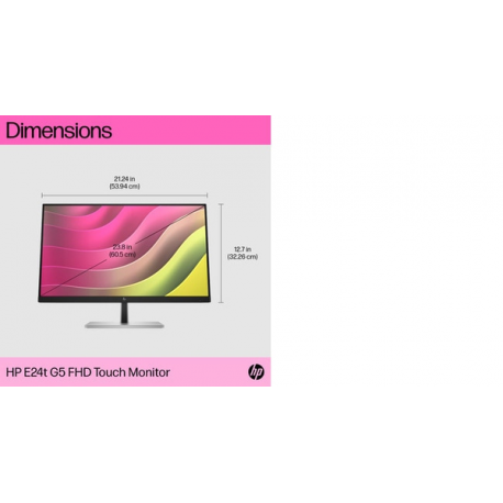 HP E24t G5 - E-Series - LED monitor - 23.8" - touchscreen - 1920 x 1080 Full HD (1080p) @ 75 Hz - IPS - 300 cd / m² - 1000:1 - 5 ms - HDMI, DisplayPort, USB-C - black, black and silver (stand) - 6