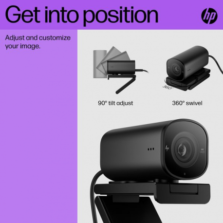 HP 965 Streaming - Webcam - colour - 8 MP - 3840 x 2160 - audio - USB 3.0 - 6