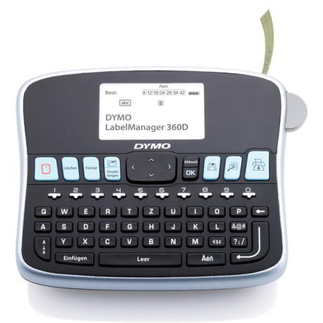 DYMO LabelMANAGER 360D - Labelmaker - B / W - thermal transfer - Roll (1.9 cm) - 180 dpi - up to 12 mm / sec - cutter - 1 line printing, 2 line printing - 0