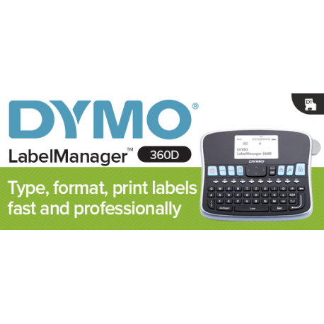 DYMO LabelMANAGER 360D - Labelmaker - B / W - thermal transfer - Roll (1.9 cm) - 180 dpi - up to 12 mm / sec - cutter - 1 line printing, 2 line printing - 5
