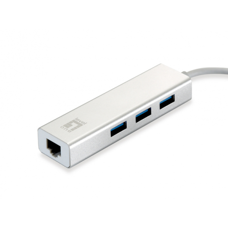 LevelOne USB-0503 - Hub - 3 x SuperSpeed USB 3.0 + 1 x 10 / 100 / 1000 - desktop - 4